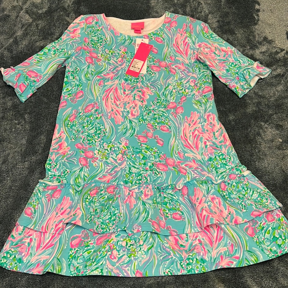 Lilly Pulitzer Kailyn Dress in Amalfi Blue Girls sz XL (12-14) NWT